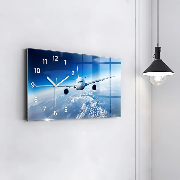 Horizontale Uhr mit motiv Flugzeug Wolken