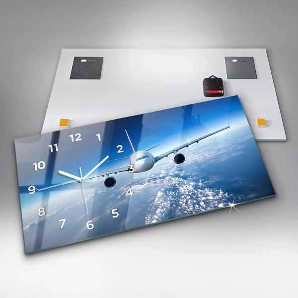 Horizontale Uhr mit motiv Flugzeug Wolken
