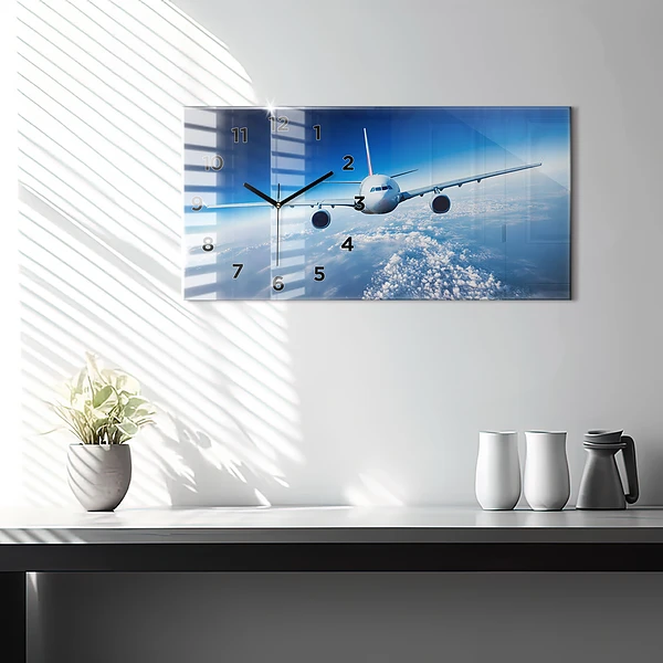 Horizontale Uhr mit motiv Flugzeug Wolken