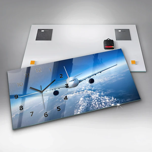 Horizontale Uhr mit motiv Flugzeug Wolken