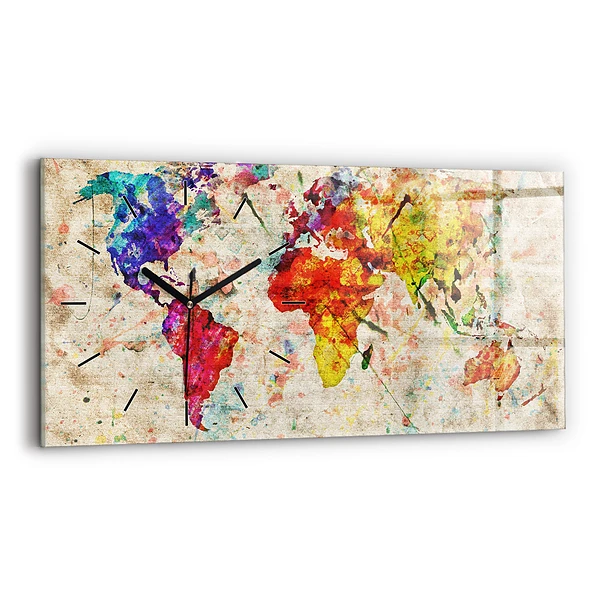 Horizontale Uhr mit motiv Farbige Weltkarte