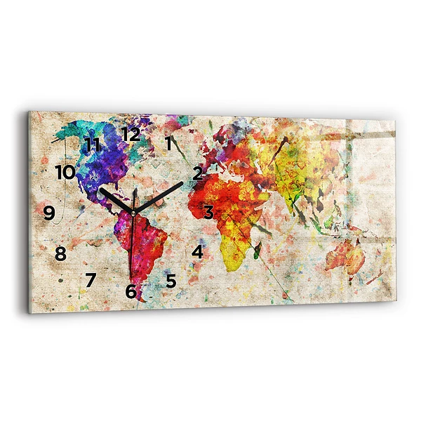 Horizontale Uhr mit motiv Farbige Weltkarte
