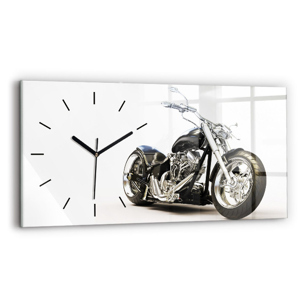 Horizontale Uhr mit motiv Schwarzes Motorrad