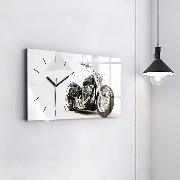 Horizontale Uhr mit motiv Schwarzes Motorrad