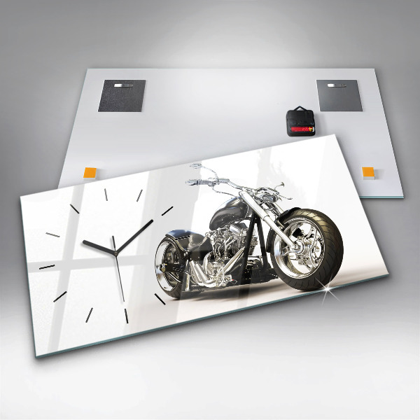 Horizontale Uhr mit motiv Schwarzes Motorrad