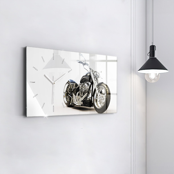 Horizontale Uhr mit motiv Schwarzes Motorrad