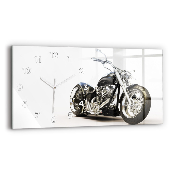 Horizontale Uhr mit motiv Schwarzes Motorrad
