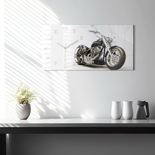 Horizontale Uhr mit motiv Schwarzes Motorrad