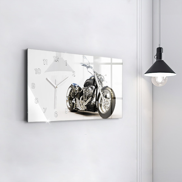 Horizontale Uhr mit motiv Schwarzes Motorrad