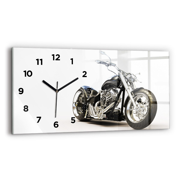Horizontale Uhr mit motiv Schwarzes Motorrad