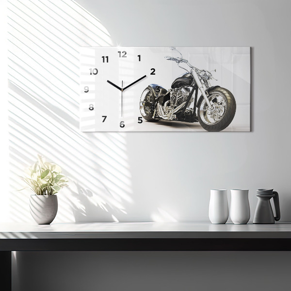 Horizontale Uhr mit motiv Schwarzes Motorrad