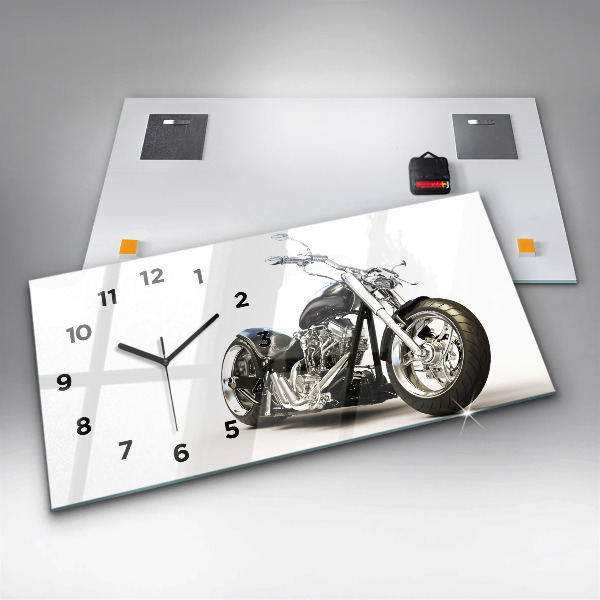 Horizontale Uhr mit motiv Schwarzes Motorrad