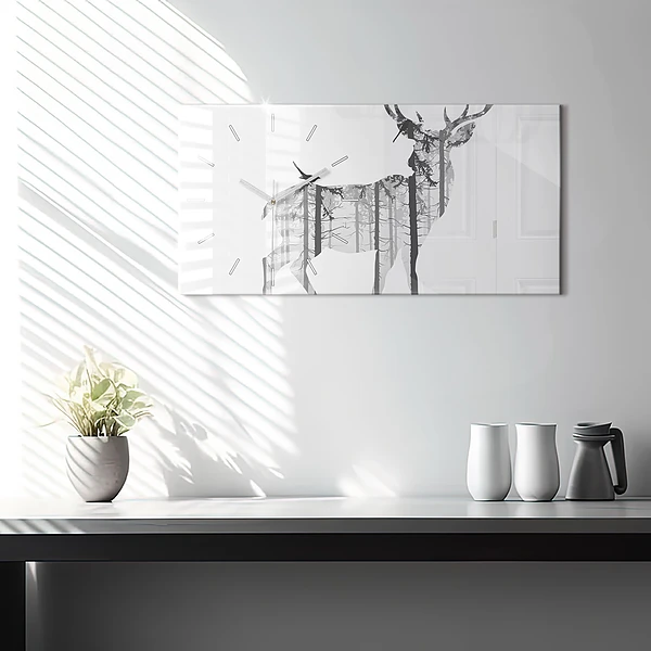 Horizontale Uhr Silhouette eines Rehs Wald