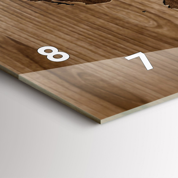 Horizontale Uhr Weltkarte auf Holz