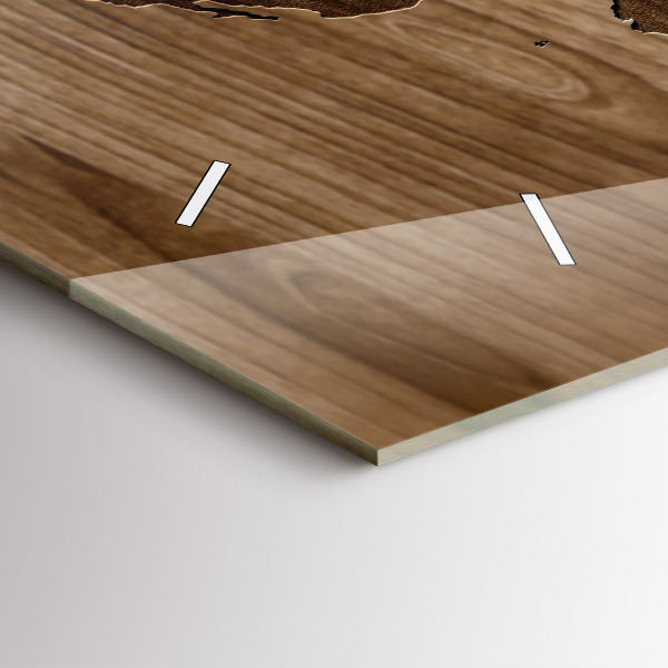 Horizontale Uhr Weltkarte auf Holz