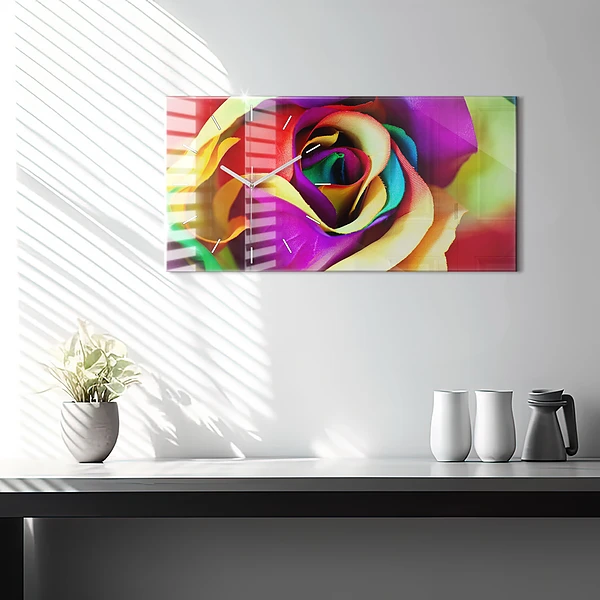 Horizontale Uhr Regenbogenrose