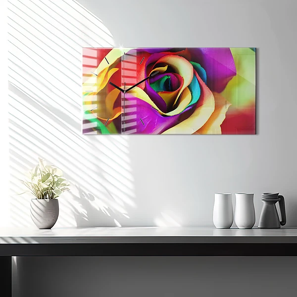 Horizontale Uhr Regenbogenrose