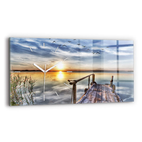 Horizontale Uhr mit motiv Sonnenuntergang See