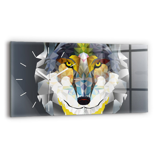Horizontale Uhr mit motiv Wolfskopf