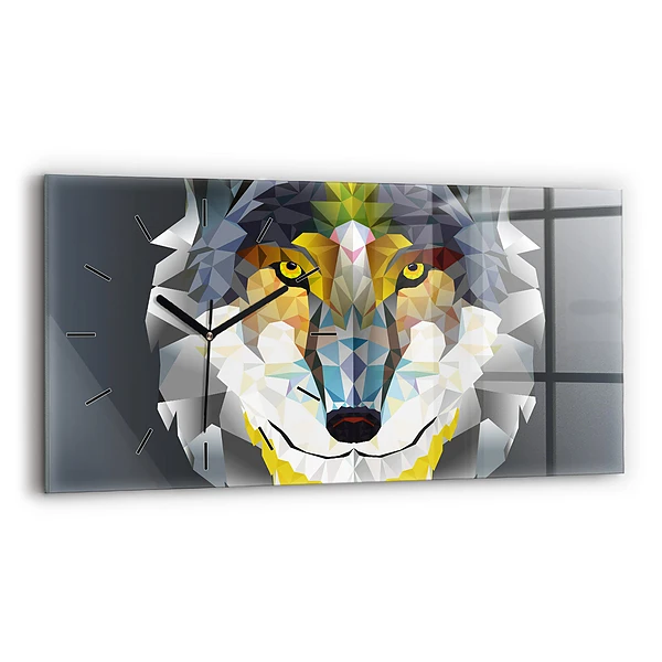 Horizontale Uhr mit motiv Wolfskopf