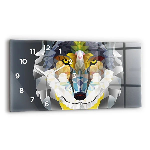 Horizontale Uhr mit motiv Wolfskopf
