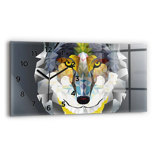 Horizontale Uhr mit motiv Wolfskopf