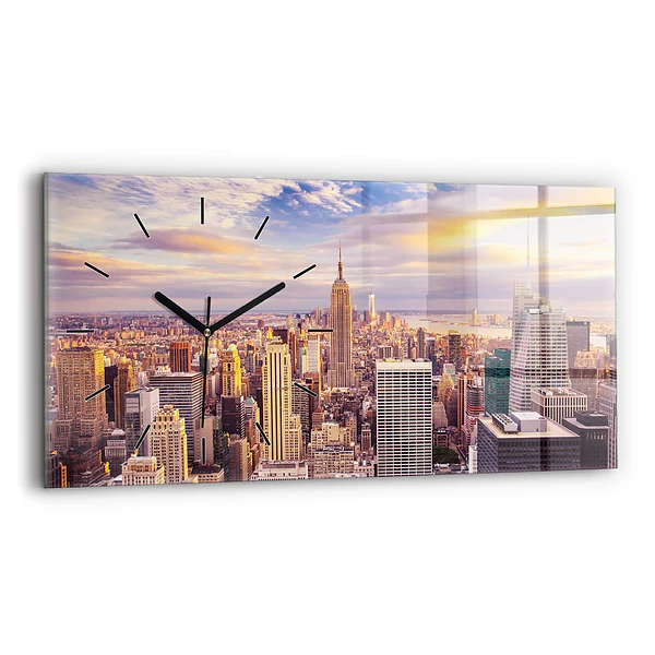 Horizontale Uhr mit motiv Sonnenuntergang New York