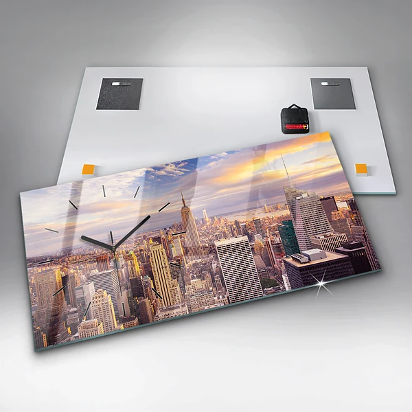 Horizontale Uhr mit motiv Sonnenuntergang New York