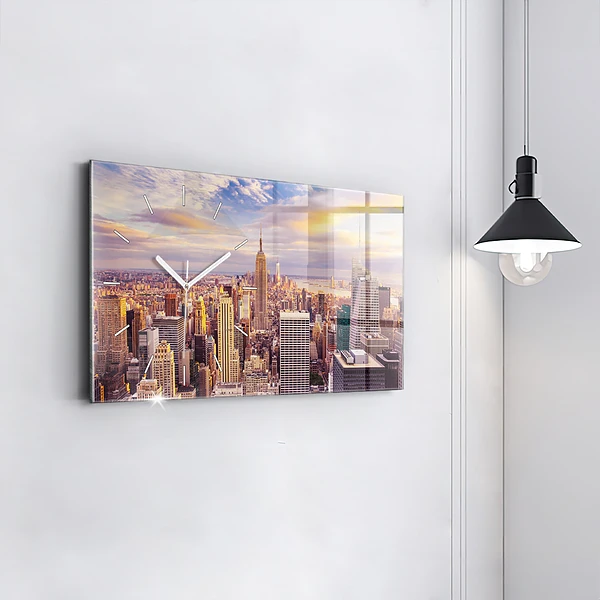 Horizontale Uhr mit motiv Sonnenuntergang New York