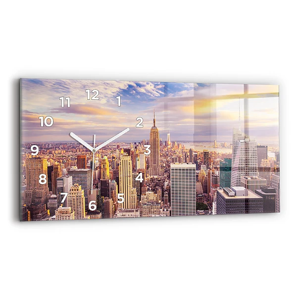 Horizontale Uhr mit motiv Sonnenuntergang New York