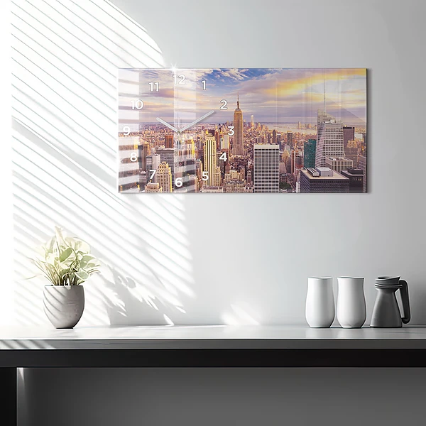Horizontale Uhr mit motiv Sonnenuntergang New York
