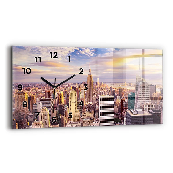 Horizontale Uhr mit motiv Sonnenuntergang New York