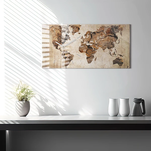 Horizontale Uhr Alte Weltkarte