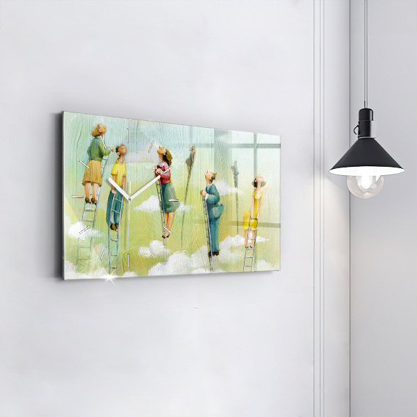 Horizontale Uhr Menschen auf einer Leiter