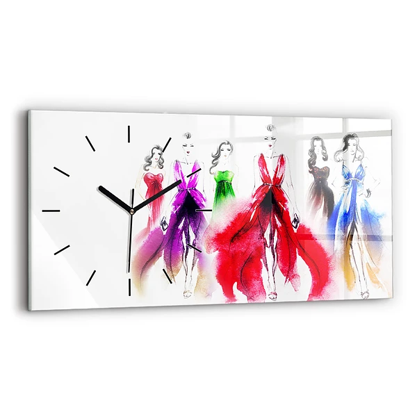 Horizontale Uhr Frauen in bunten Kleidern