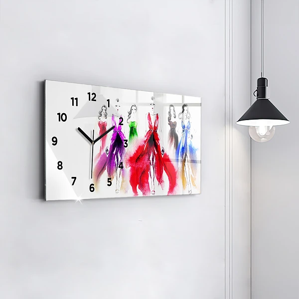 Horizontale Uhr Frauen in bunten Kleidern