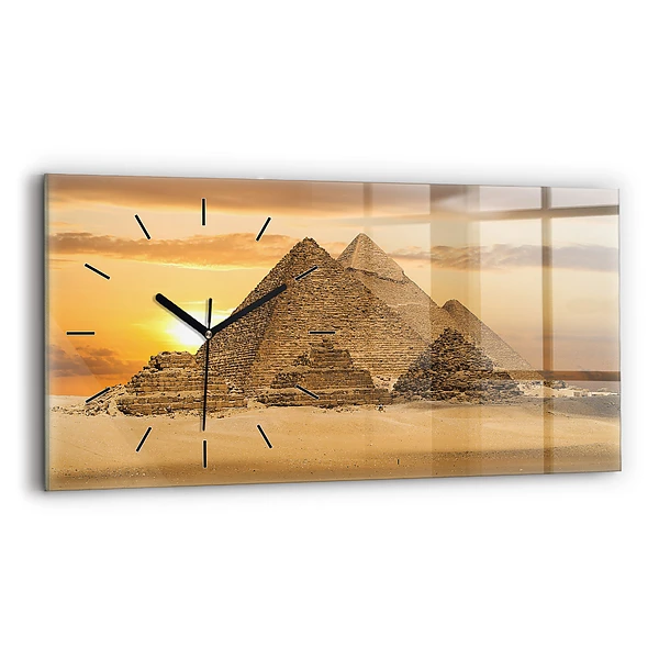 Horizontale Uhr mit motiv Pyramiden und Sonnenuntergang