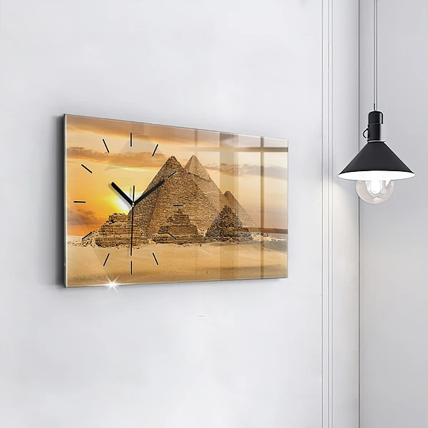 Horizontale Uhr mit motiv Pyramiden und Sonnenuntergang