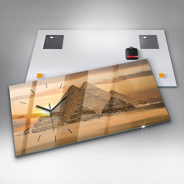 Horizontale Uhr mit motiv Pyramiden und Sonnenuntergang