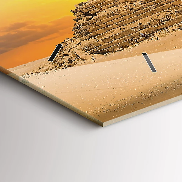 Horizontale Uhr mit motiv Pyramiden und Sonnenuntergang