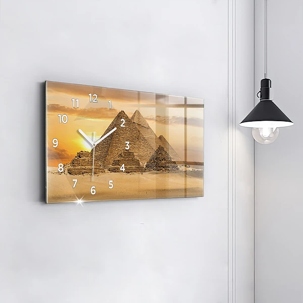 Horizontale Uhr mit motiv Pyramiden und Sonnenuntergang