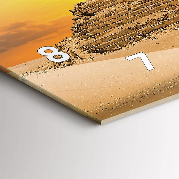 Horizontale Uhr mit motiv Pyramiden und Sonnenuntergang