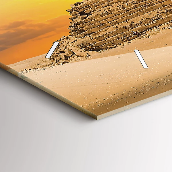 Horizontale Uhr mit motiv Pyramiden und Sonnenuntergang