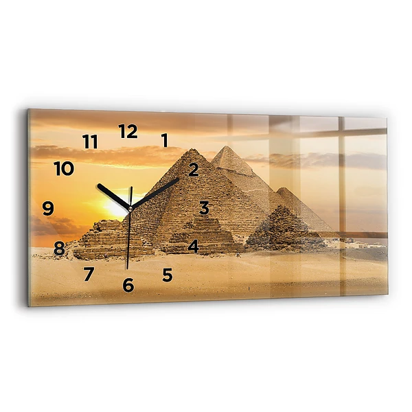 Horizontale Uhr mit motiv Pyramiden und Sonnenuntergang