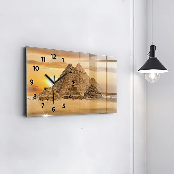 Horizontale Uhr mit motiv Pyramiden und Sonnenuntergang