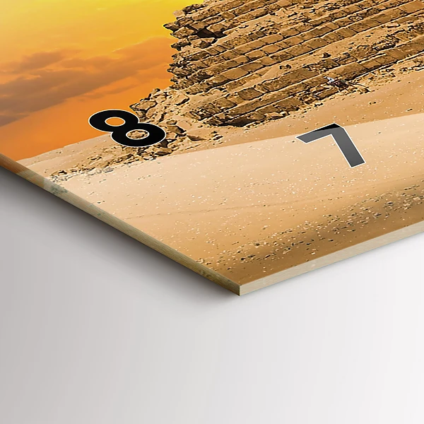 Horizontale Uhr mit motiv Pyramiden und Sonnenuntergang