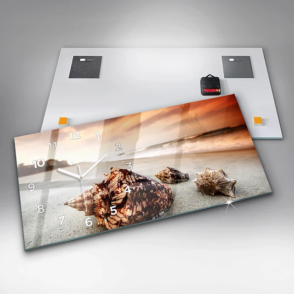 Horizontale Uhr mit motiv Muschel am Strand