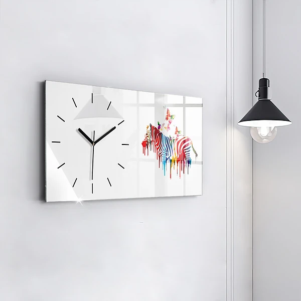 Horizontale Uhr mit motiv Buntes Zebra