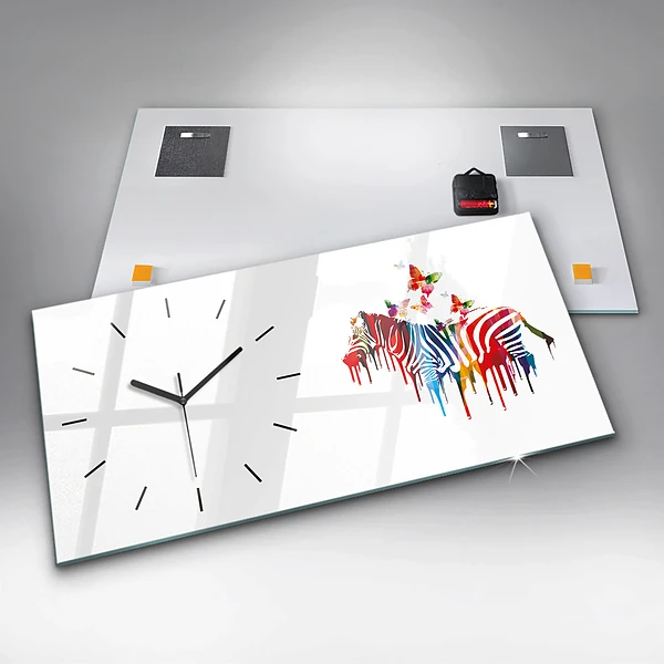Horizontale Uhr mit motiv Buntes Zebra