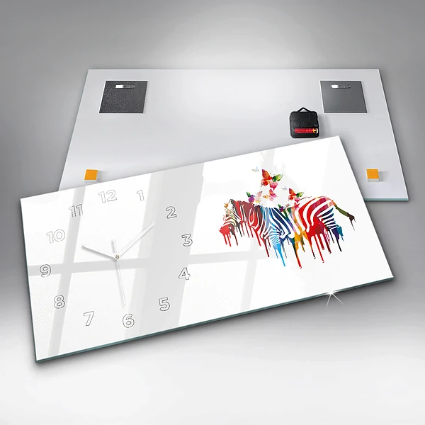Horizontale Uhr mit motiv Buntes Zebra